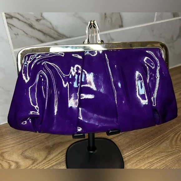 Christian Louboutin Miss Loubi Patent Leather Clutch on a Chain in Purple